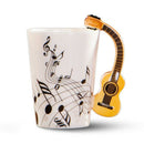 Creative novelty guitar handle ceramic cup free spectrum coffee milk tea cu D2W3