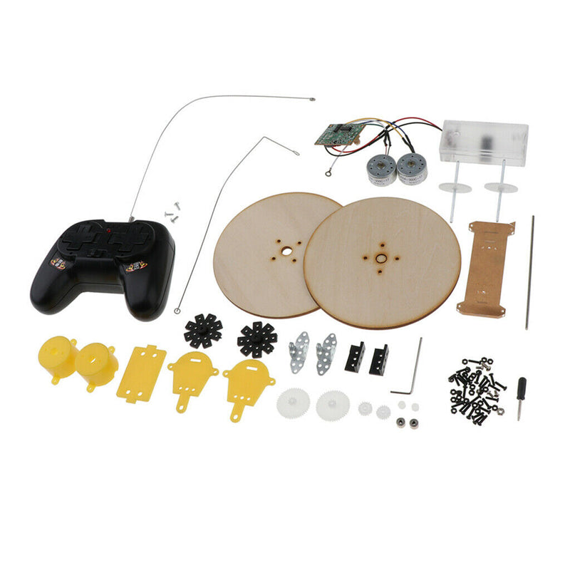 Creative Children Kids Wooden DIY Assembly Remote Control Two-wheeler Car