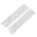 Pair Long White Satin Bow Tie Gloves for Children Weddings S E7S6