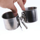 Bird Cage Coop Food Water Feeding Double Cups Bowl With Clip Stainless Steel
