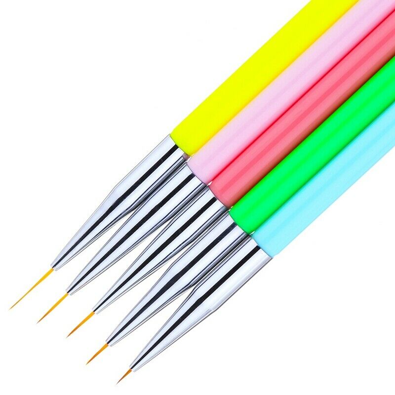 5Pcs Dual End Nail Art Mixed Color Stripe Lines Liner Drawing Painting Brus L2V6