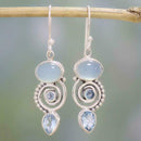 Moonstone Ear Stud Hook Dangle Wedding Jewelry Earrings Sale. T9F5