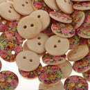100Pcs 15mm Sun Flower Wooden 2-holes Buttons for Art Crafts Scrapbooking