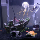 Fish Tank Decoration Cave Decor Sailing Boat Shipwreck Aquarium Sunk Ship  A