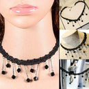 1Pc Women's Black Tassel Sexy Lace Crochet Water Drop Bib Necklace Hand Mad K8Q2