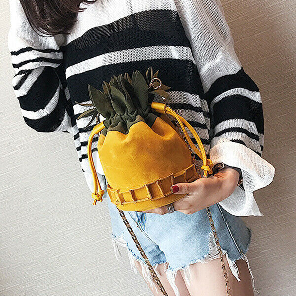 Cute Scrub Leather Pineapple Bag Mini Crossbody Bags for Women Chain Purse  U8L4