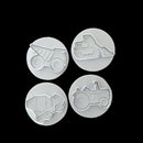4PCS Missile Vehicle,Tank, Armored Car Sample Cookie Cutter Fondant Cake Mold FT