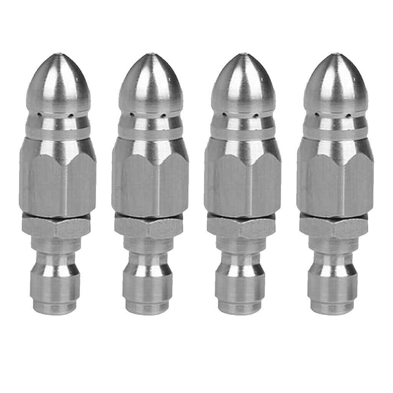 4X 1/4inch Drain Pipe Jetter Rotary Nozzle Quick Release Pressure Sewer Nozzle