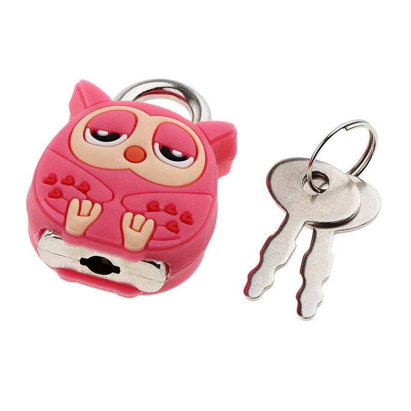 1 Set Red Owl Padlock Security Lock With Key Kid Gift Travel Lock Bag Lock