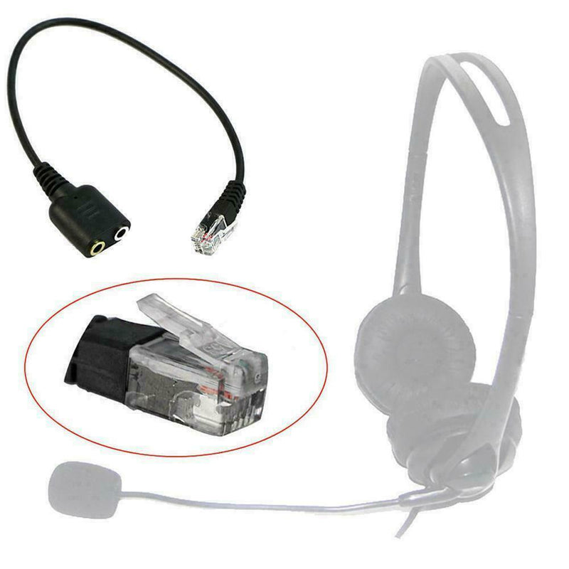 Dual 3.5mm Audio Jack to RJ9 Plug 25cm PC Headset Telephone Cable Headset O1L4