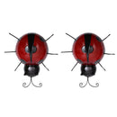Hanging Metal Garden Red Black Spotted Ladybugs - Set of 2 - 10cm