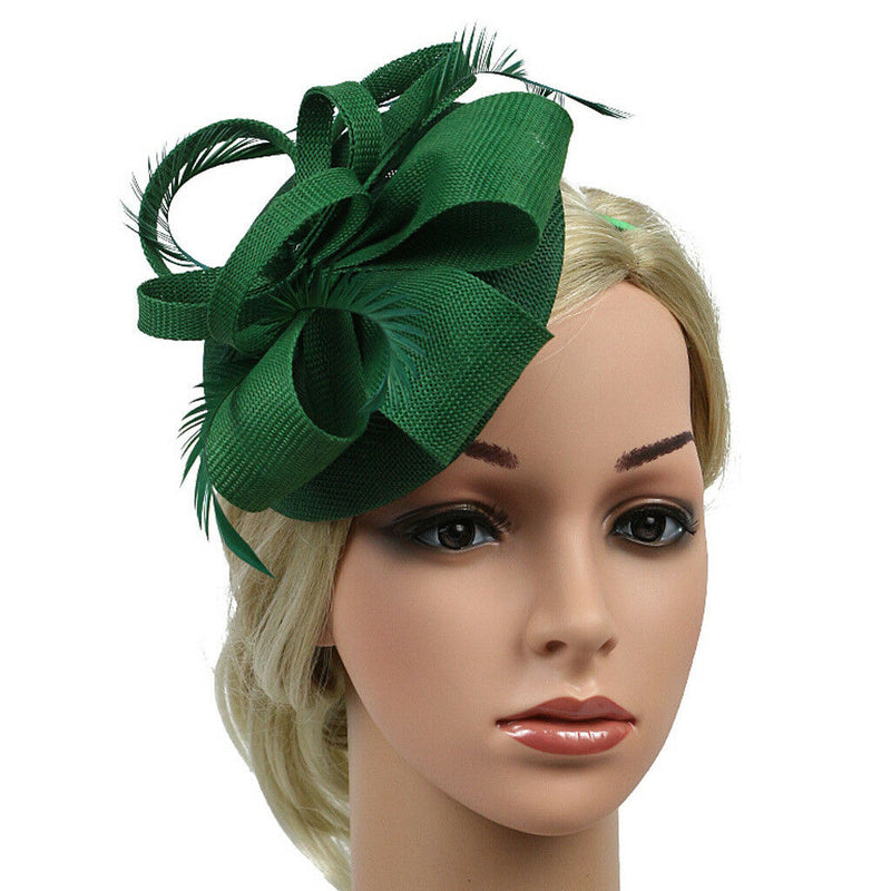 2x Lady Feather Fascinator Cocktail Hat Wedding Derby Pillbox Hats Headbands