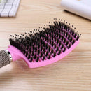 Scalp Massage Bristle Hair Comb Curly Straight Anti Static Hairbrush (Pink)