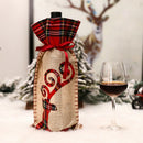 Christmas Lattice Champagne Wine Bottle Cover Xmas Drawstring Pocket (Deer) A