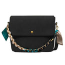 Solid Color Scrub Leather Crossbody Bags for Women Chain Scarf Shoulder Mes