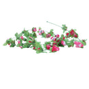 Artificial flower garland 2.2m long green leaves fabric flowers ivy pink +