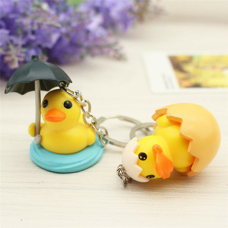 Cute Yellow Duck Keychain Cartoon Animal Bag Hanging Pendant Keychain KeyringLJ