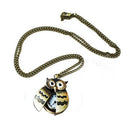 Flappy Wings Owl Locket Watch Necklace C2C7