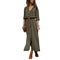 Women Lapel Long Sleeve Button Shirt Maxi Dress Casual Loose Solid Color Sl Y4U6