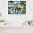 5D DIY Full Drill Diamond Painting Drinking Horse Cross Stitch Embroidery