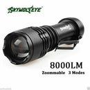 Q5 Zoomable 8000LM Super Bright Focusable 3 Modes XPE LED Flashlight Torch Lamp