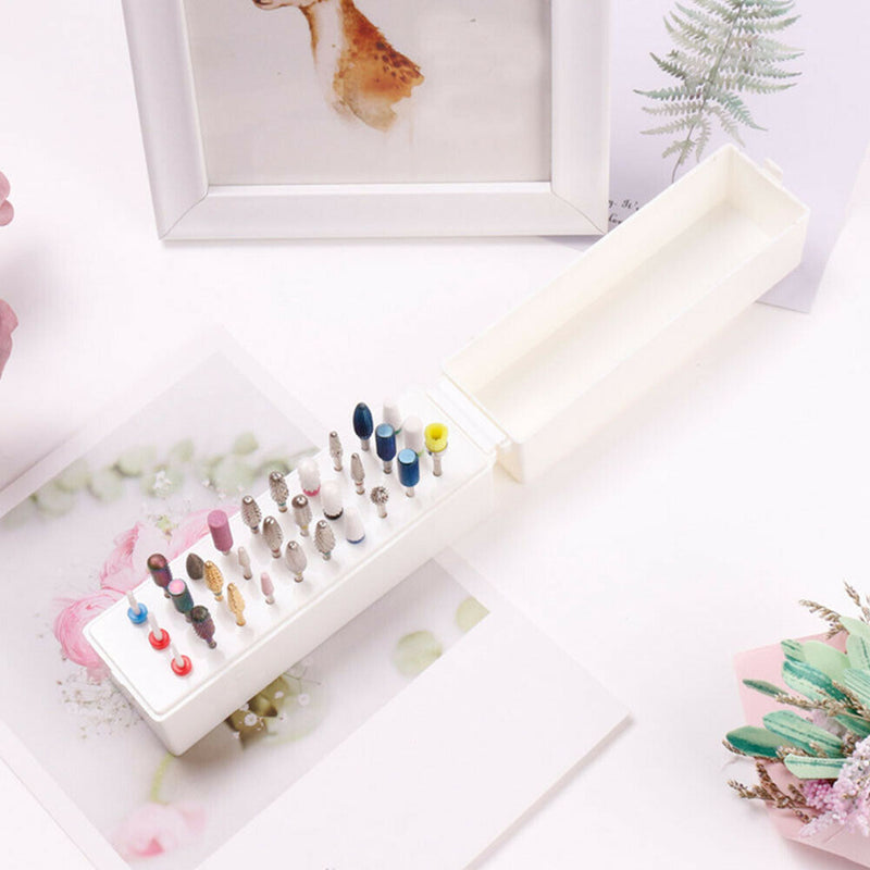 30 Holes Case Tool Organizer Display Stand Storage Holder Nail Drill Bit Box