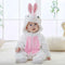 Rabbit Design Flannel Rompers Baby Kid Long Sleeve Hooded Jumpsuit (18-24M) A#S