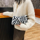 Animal Pattern Underarm Bag Women Mini Plush Shoulder Handbags Purse (4)
