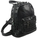 Women Small Good Leather Backpack Rivet Daily Cute Black Backpack for Teena W6B7