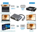 USB Type-C to HDMI VGA 4K 30Hz Video Adapter for PC TV Projector (Grey)