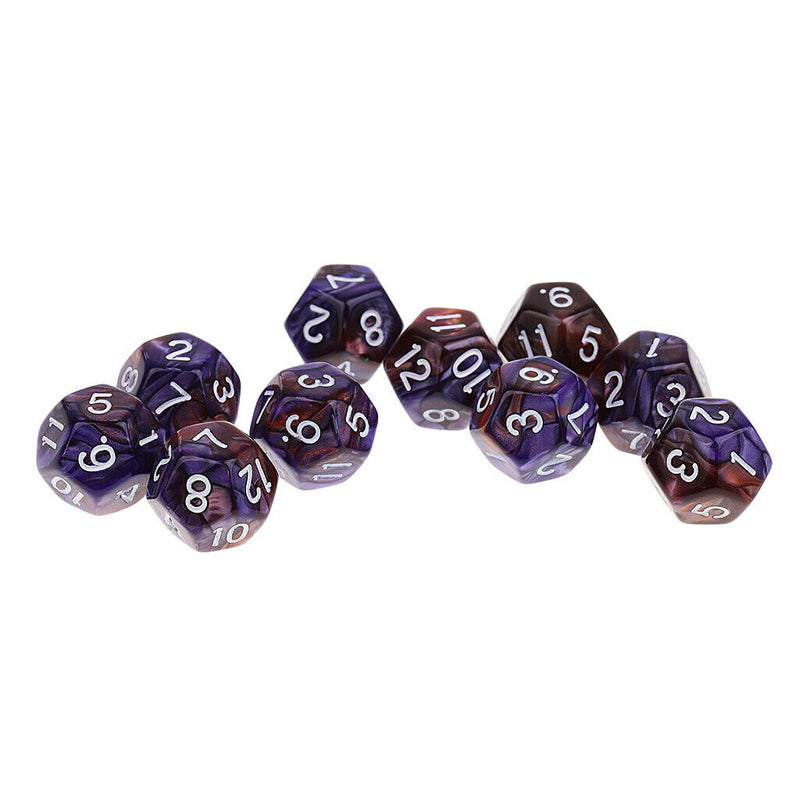 10pcs 12 Sided Dice D12 Polyhedral Dice for    DND MTG RPG High quality Purple