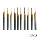 10x 0.6-1.5mm PCB Titanium Plating Drill Bit Set Engraving Cutter CNC End Mill