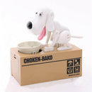 White Electronic Cartoon Robot Dog Money Box Money Bank Automatic Shawl Coi