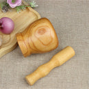 Wooden Mortar Pestle Garlic Ginger Mixing Grinding Spice Crusher Bowl Set