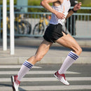 Anti-slip Sports Socks Stripe Men Basketball Calf Length Socks (White M) A