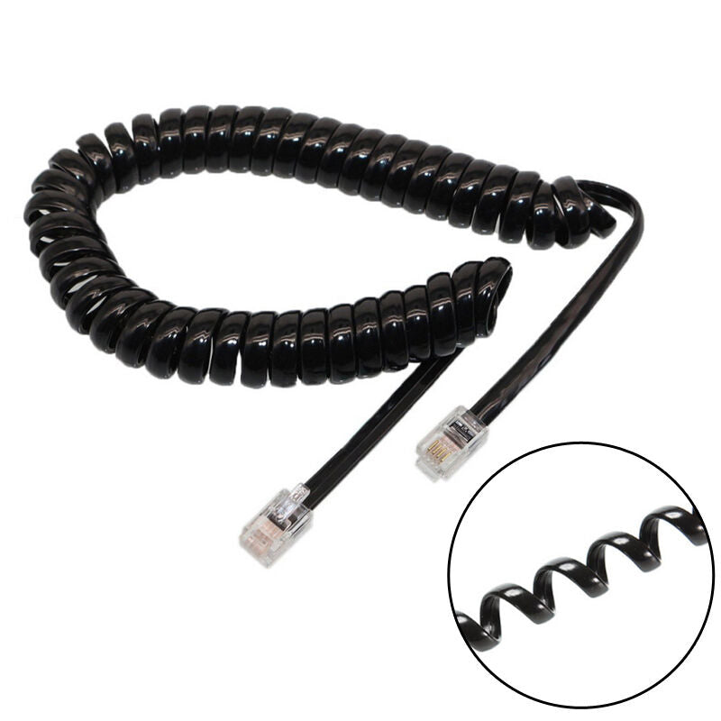 10ft Telephone Handset Phone Extension Cord Coil Line Cable Wire Black AU