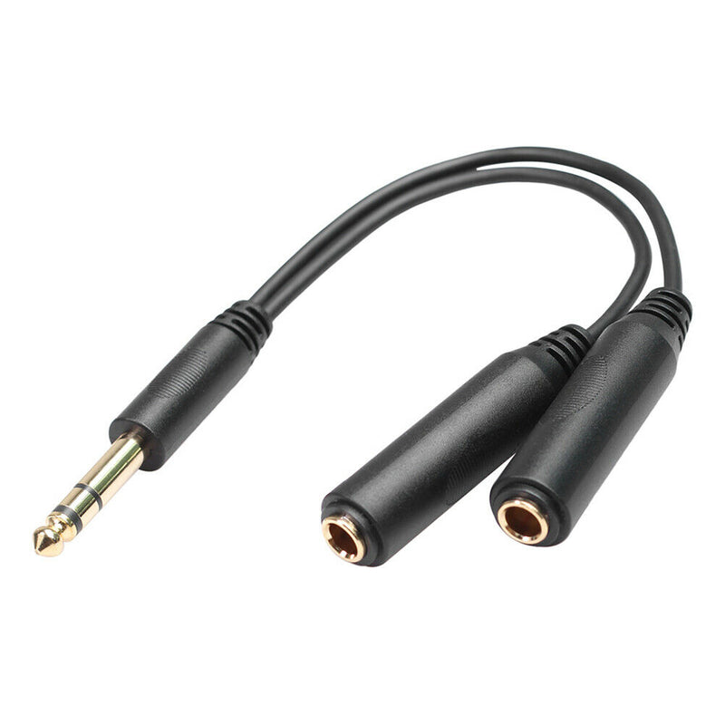 6.35 mm Male to 2 6.35 mm Female Adapter Cable Y Splitter Stereo Audio Cord A
