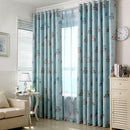 Owl Print Heavy Fabric Blackout Curtain Ready Made Eyelet Window Drape Blue