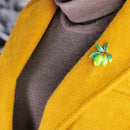 Cute Green Fruit Brooch Plum Shape Enamel Corsages Pins Suit Coat Scarf Acc W1Z3