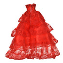 1x Red Embroidery Luxurious Wedding Lace 4 Layers Dress for s HUUS GVUSTEUS
