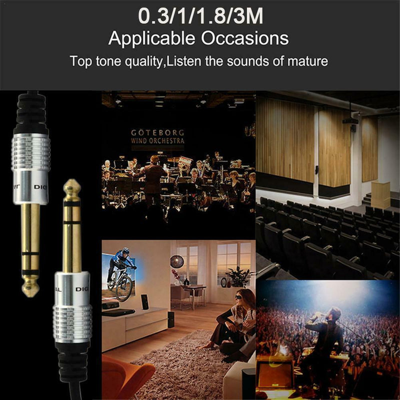 3.5mm to 6.5mm Adapter Jack Audio AUX Cable for Mixer Amplifier Guitar Male O8T8