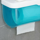 Wall Mounted Bathroom Tissue Box Self-adhesive Waterproof Blue L