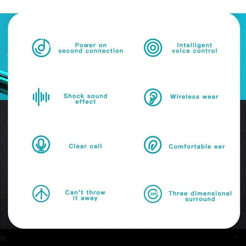 A6 Sports Ture Wireless Bluetooth 5.0 TWS Earphone Earbuds LCD Power Display