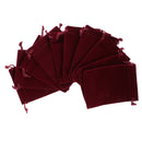 10 pieces Velvet Bags Wedding Party Gift Drawstring Jewelry Pouches Wine Red