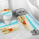 4Pcs Home Bathroom Decor Set Yellow Conch Pattern Toilet Seat Cover Bath Ma