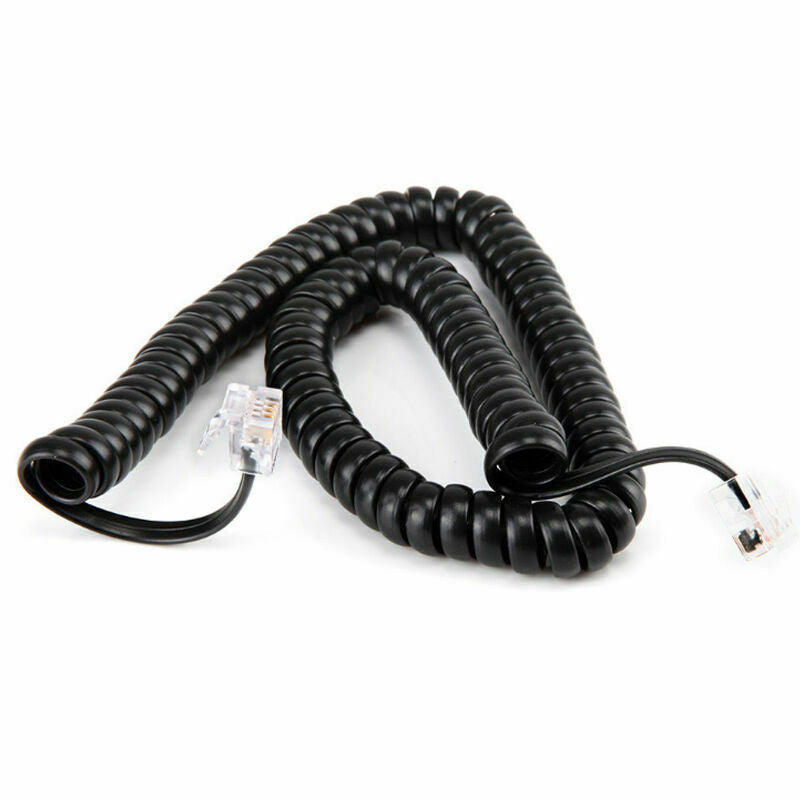 10ft Telephone Handset Phone Extension Cord Coil Line Cable Wire Black AU H0J9