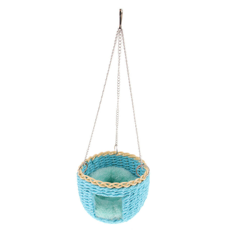 Hanging Wicker Basket Chew Treat Hammock with Cozy Mat for Rabbit Hamster Guinea