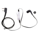 Earpiece Mic Flat Cable Earphone for Walkie Talkie Radio Black