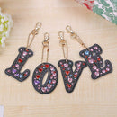 4pcs Full Drill Special Shaped Diamond Painting Love Letter DIY Keychain