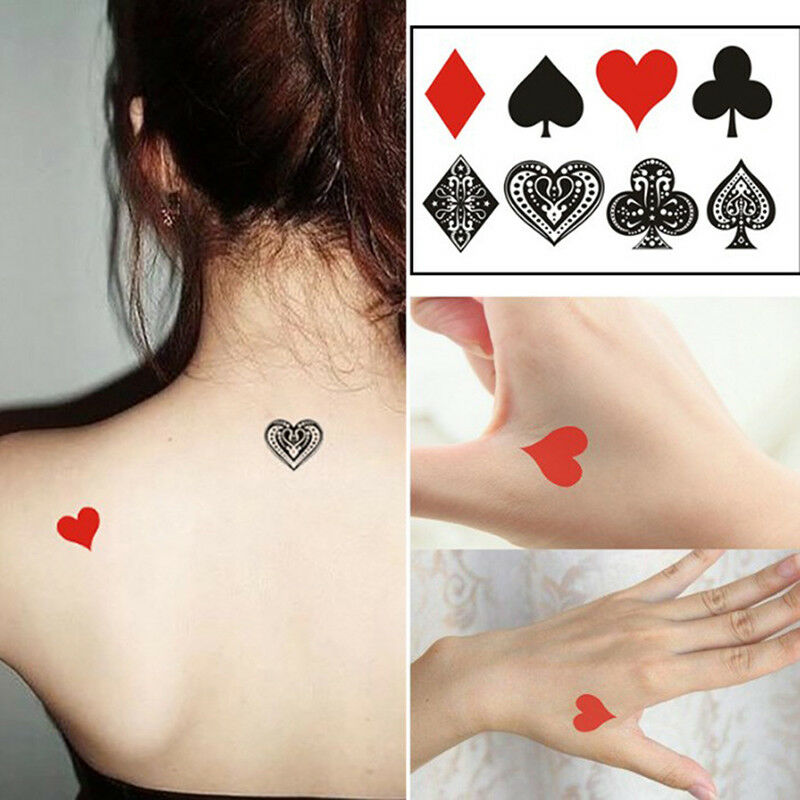 5Pcs/Set Peach Heart Poker Waterproof Temporary Sleeve Tattoo Glitter Tattoos Gw